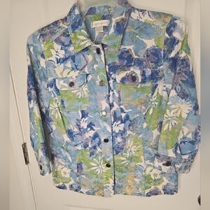 Christopher & Banks‎ Floral Blue and Green Women's Jacket Size M